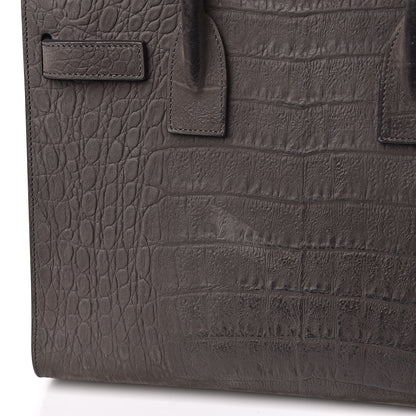 Saint Laurent Crocodile Embossed Nubuck Baby Sac De Jour Dark Anthracite 8 of 12