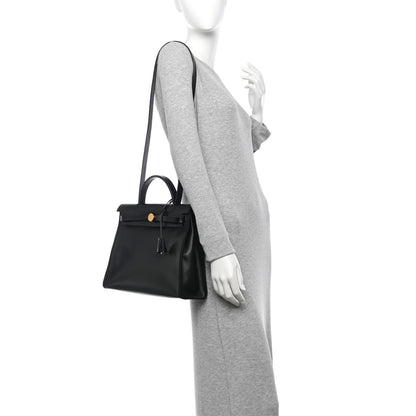 Hermes Toile H Berline Vache Hunter Herbag Zip PM 31 Black Ecru 2 of 12