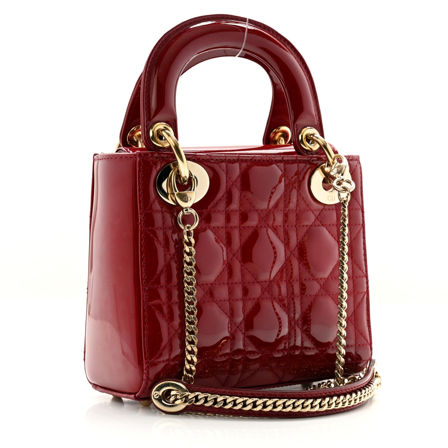 Patent Cannage Mini Lady Dior Red