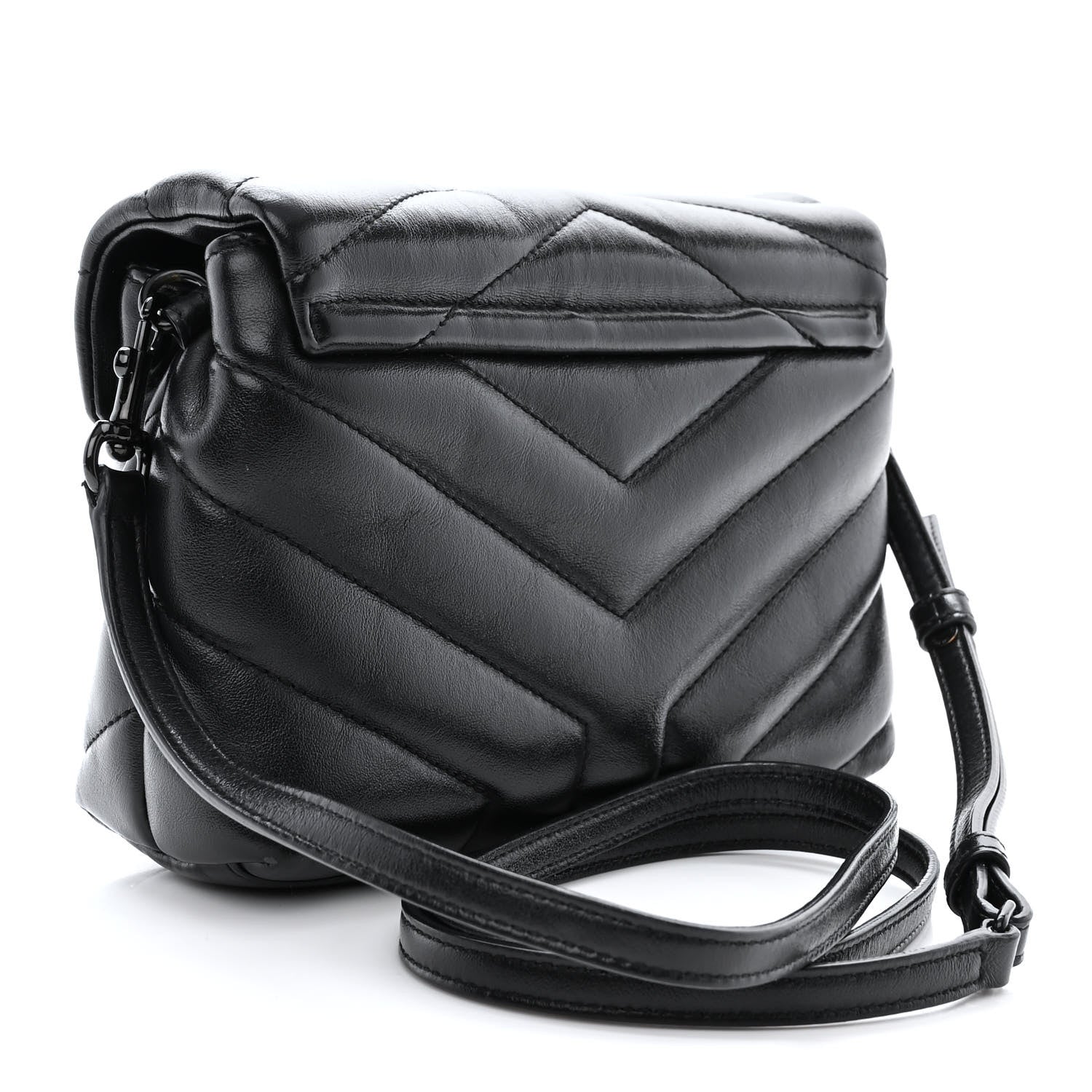 Saint Laurent Calfskin Y Quilted Monogram Monochrome Toy Loulou Crossbody Bag Black 3 of 11