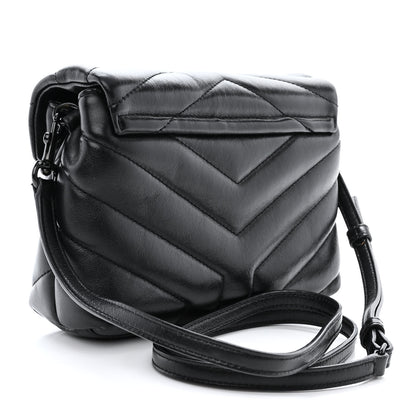 Saint Laurent Calfskin Y Quilted Monogram Monochrome Toy Loulou Crossbody Bag Black 3 of 11