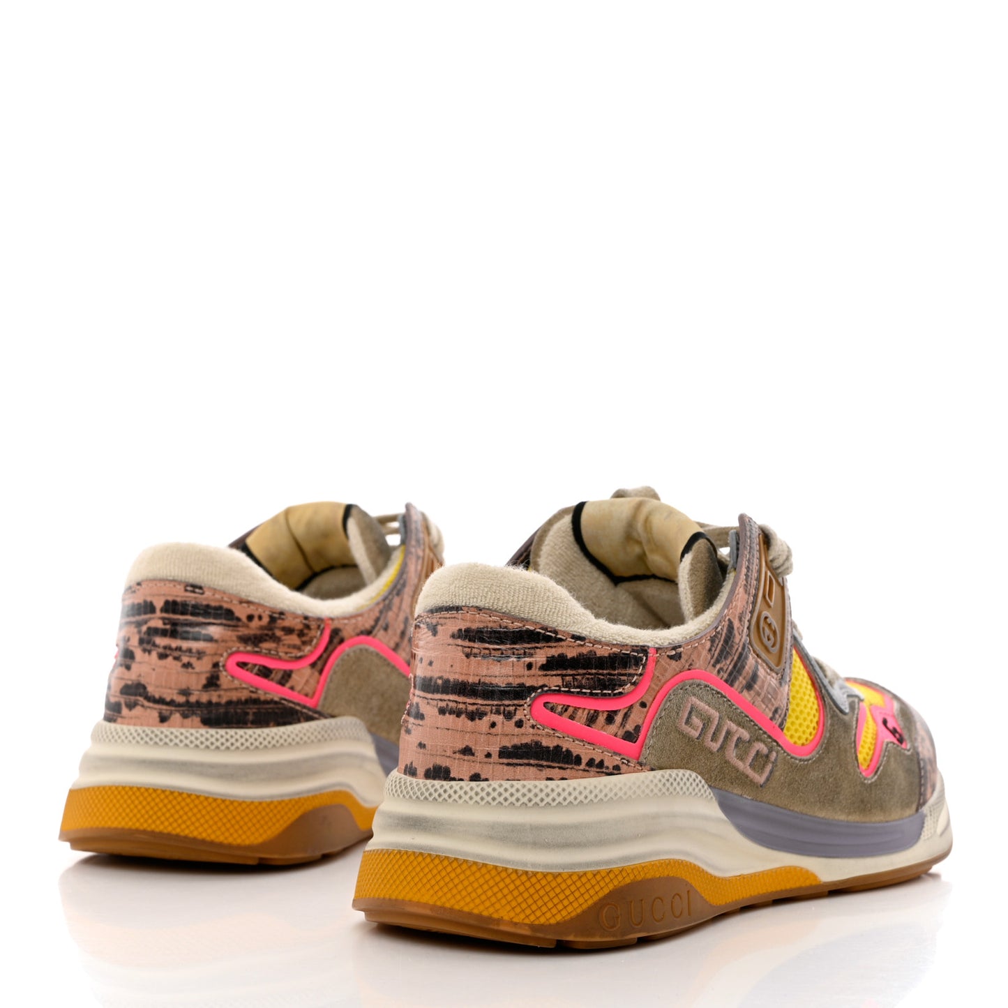 Suede Calfskin Tejus Printed Womens Ultrapace Sneakers 37.5 Pink Silver Oatmeal Yolk