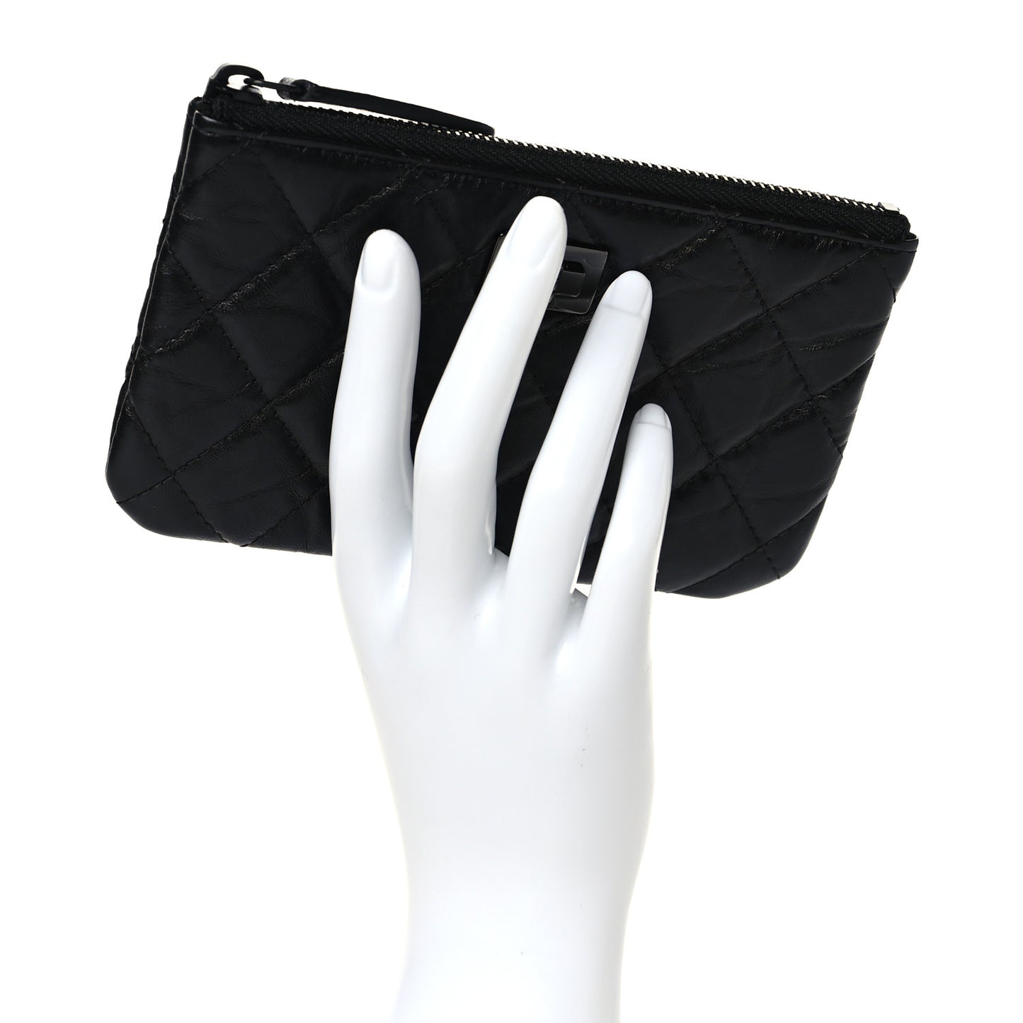 Aged Calfskin Quilted Small Reissue Cosmetic Case So Black