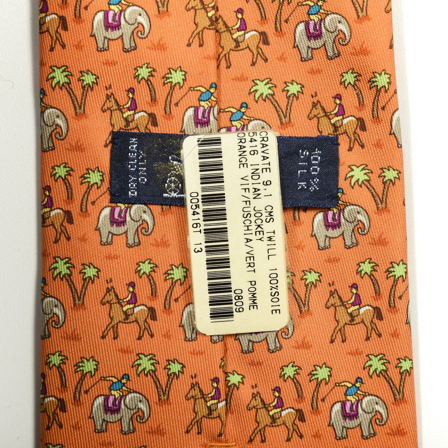 Silk Mens Indian Jockey Neck Tie Orange Vif Fuschia Vert Pomme