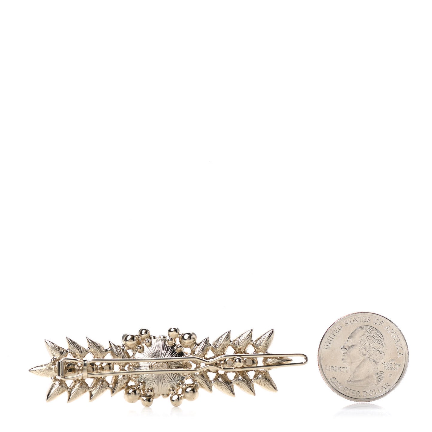Metal Crystal Pearl CC Hair Clip Barrette Gold Black