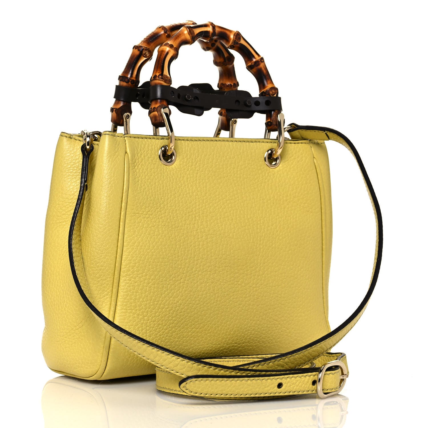 Gucci Calfskin Mini Bamboo Shopper Tote Yellow 2 of 11