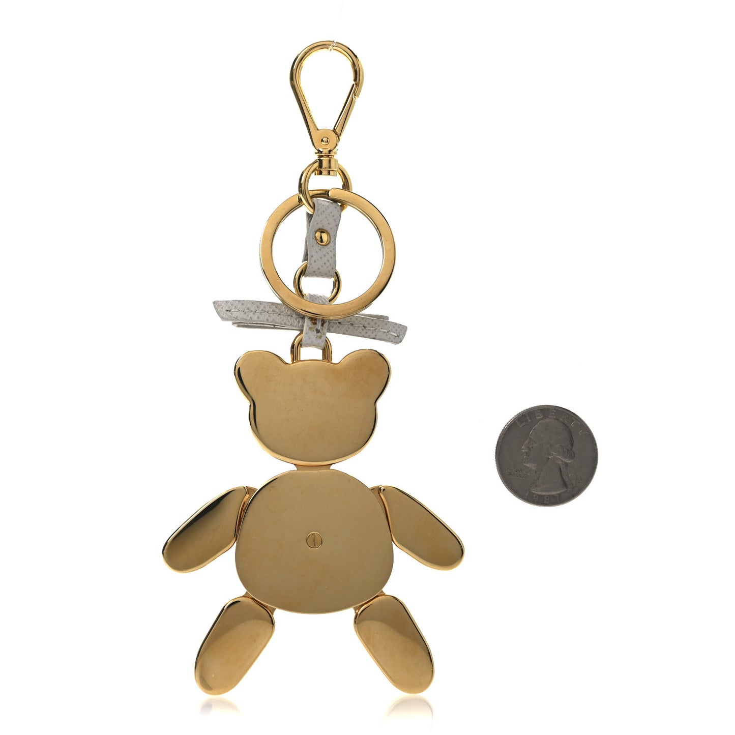 Metal Saffiano Bear Bag Charm Grey