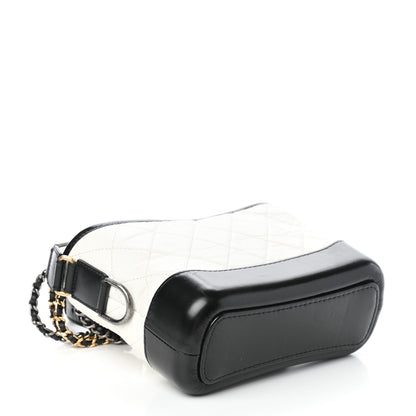 Chanel Aged Calfskin Quilted Small Gabrielle Hobo Black White 4 of 10