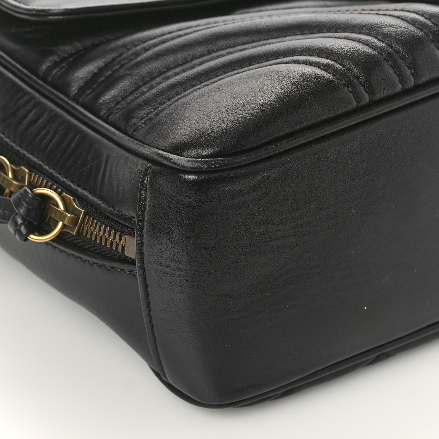 Gucci Calfskin Matelasse Sylvie Web Small GG Marmont Top Handle Shoulder Bag Black 8 of 9