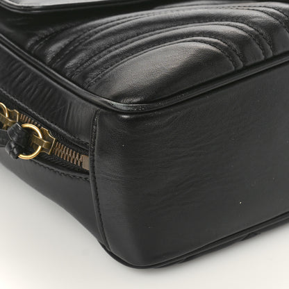 Gucci Calfskin Matelasse Sylvie Web Small GG Marmont Top Handle Shoulder Bag Black 8 of 9
