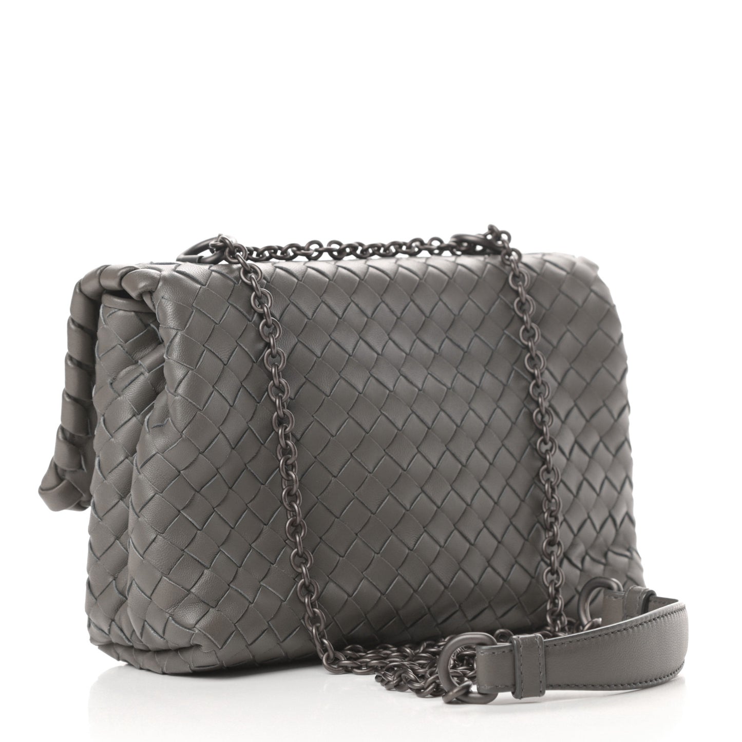 Nappa Intrecciato Baby Olimpia Shoulder Bag Steel