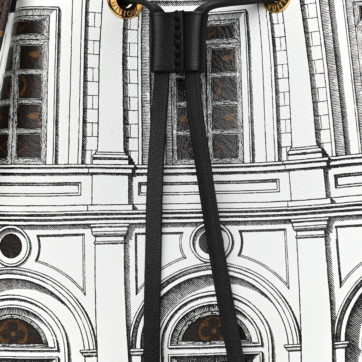 Louis Vuitton X FORNASETTI Calfskin Architettura Noe MM Black White 6 of 9
