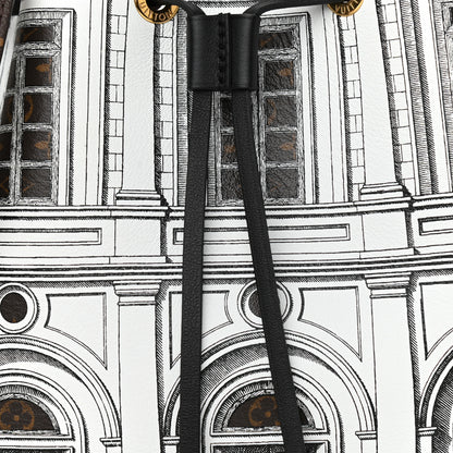 Louis Vuitton X FORNASETTI Calfskin Architettura Noe MM Black White 6 of 9