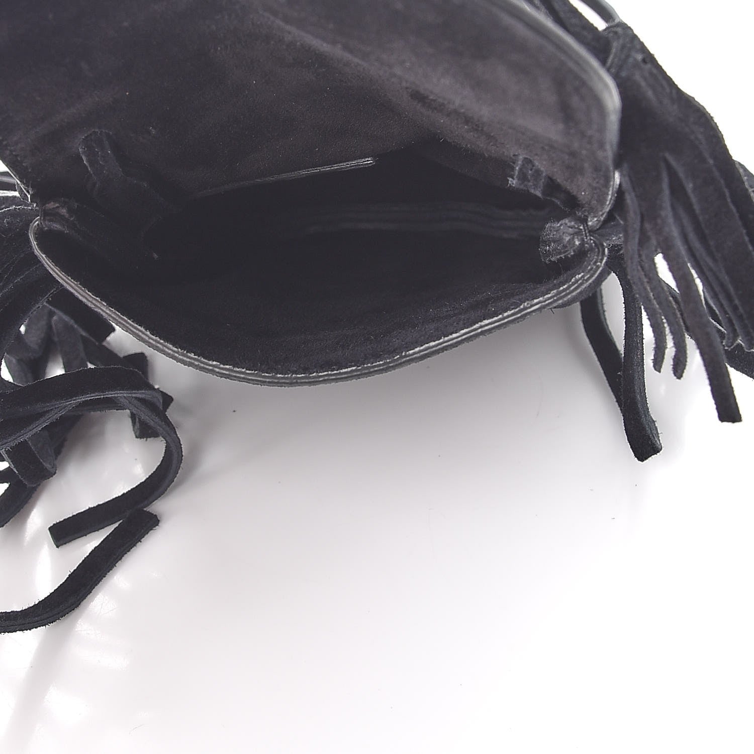 Saint Laurent Suede Fringe Toy Monogram Anita Crossbody Bag Black 5 of 7