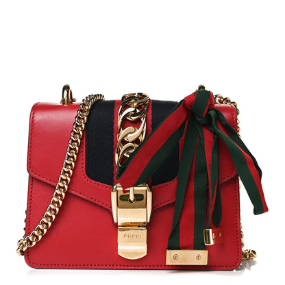 Gucci Calfskin Mini Sylvie Chain Shoulder Bag Hibiscus Red 1 of 14