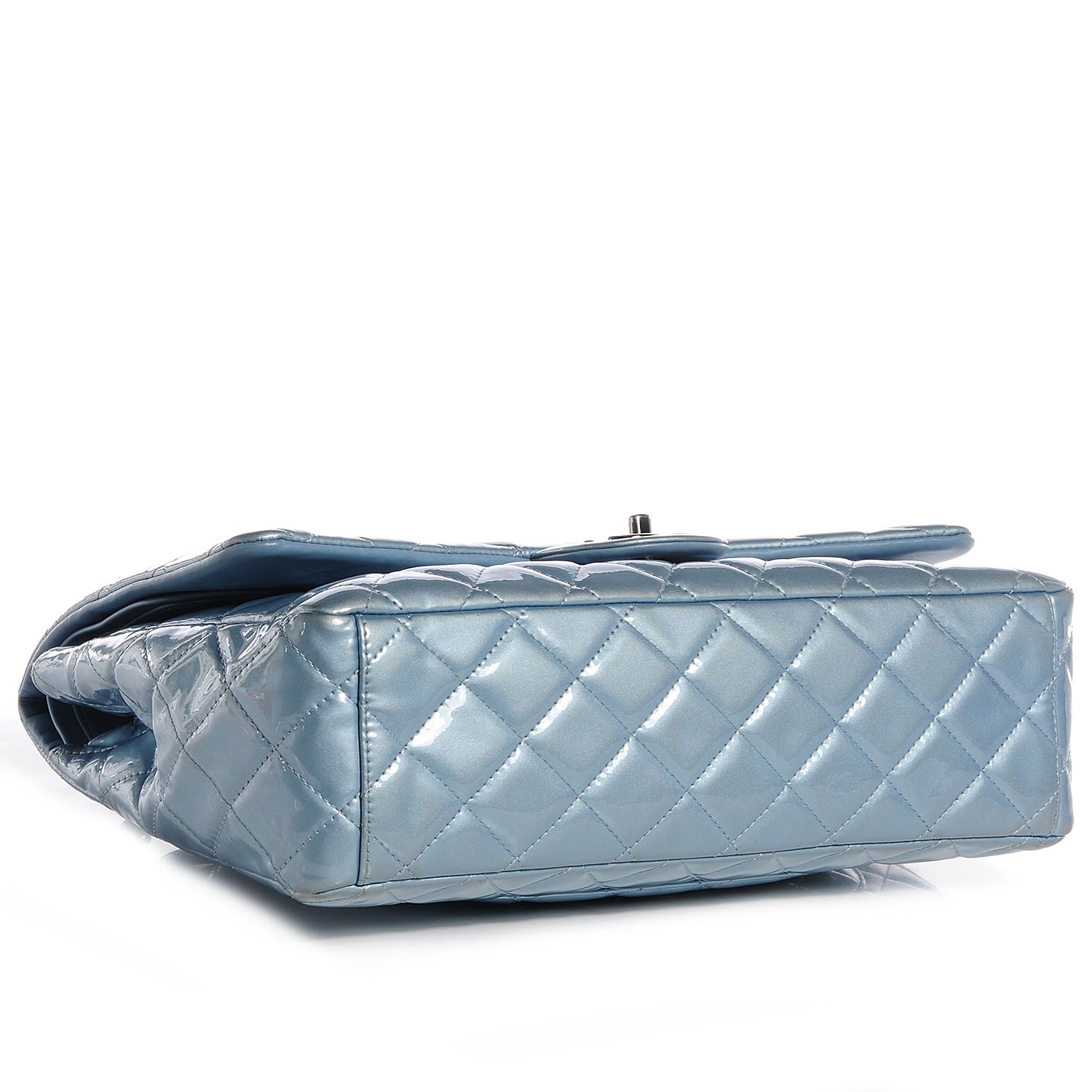 Chanel Patent Maxi Double Flap Light Blue 4 of 9