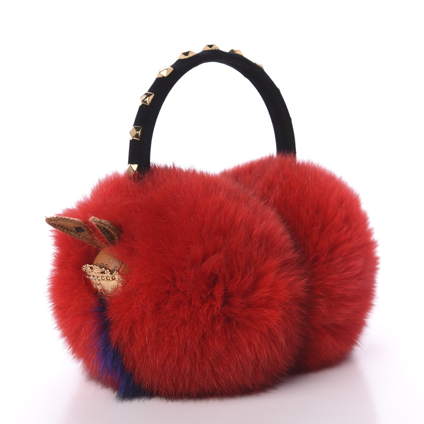 Visetos Rabbit Fur Studded Earmuffs Ruby Red