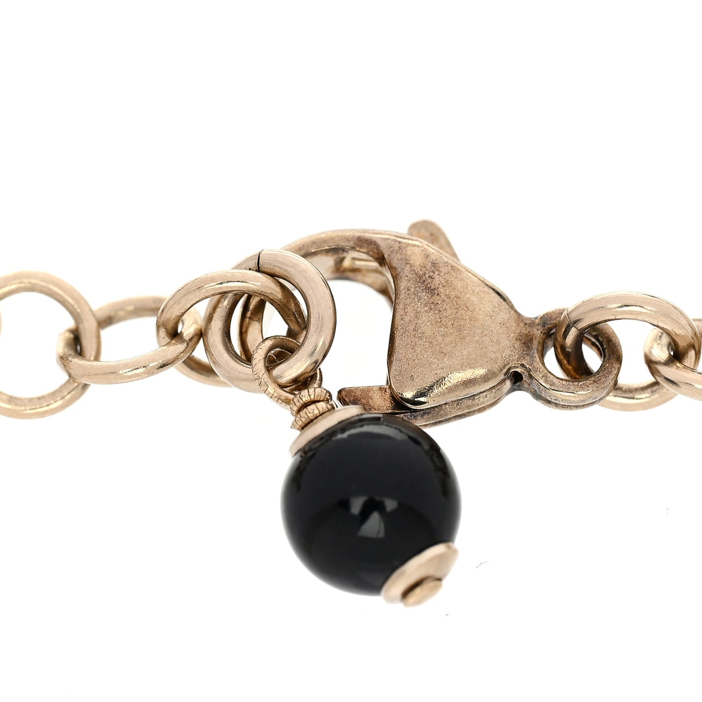 Crystal Enamel Pearl CC Bracelet Black Gold