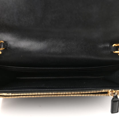 Saint Laurent Grain De Poudre Matelasse Chevron Monogram Envelope Chain Wallet Black 5 of 9
