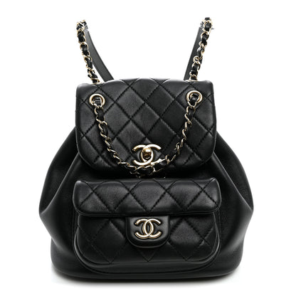Chanel Lambskin Quilted Small Duma Drawstring Backpack Black 1 of 9