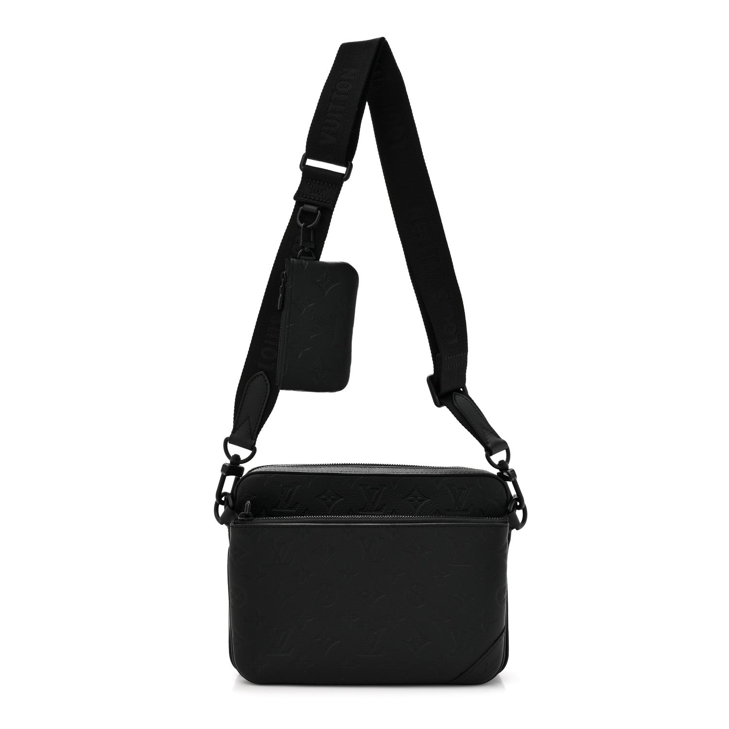 Louis Vuitton Calfskin Monogram Shadow Trio Messenger Black 1 of 13