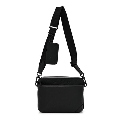 Louis Vuitton Calfskin Monogram Shadow Trio Messenger Black 1 of 13