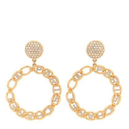 Chanel Metal Crystal CC Paris Chain Link Hoop Earrings Gold 1 of 5