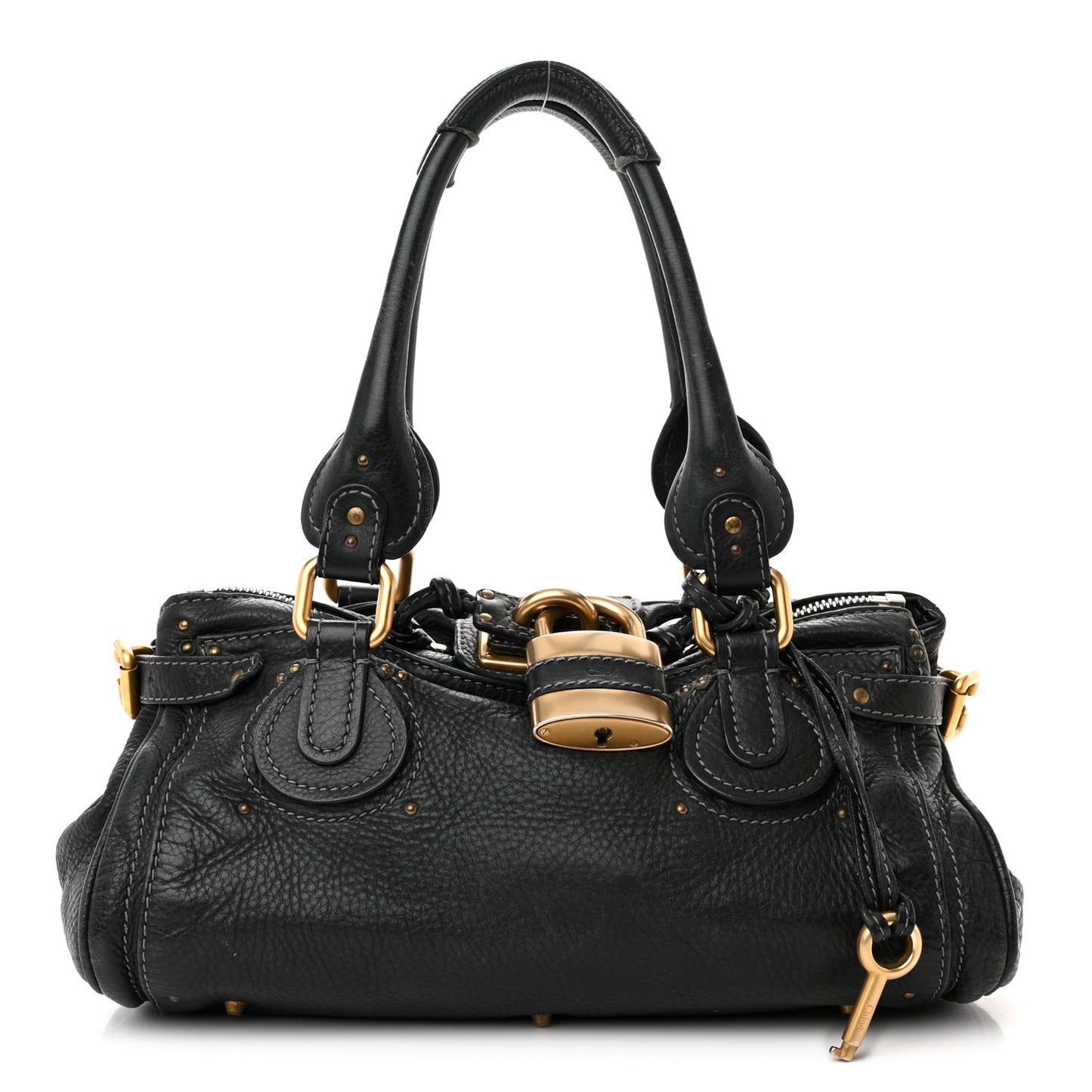 Calfskin Medium Paddington Satchel Black