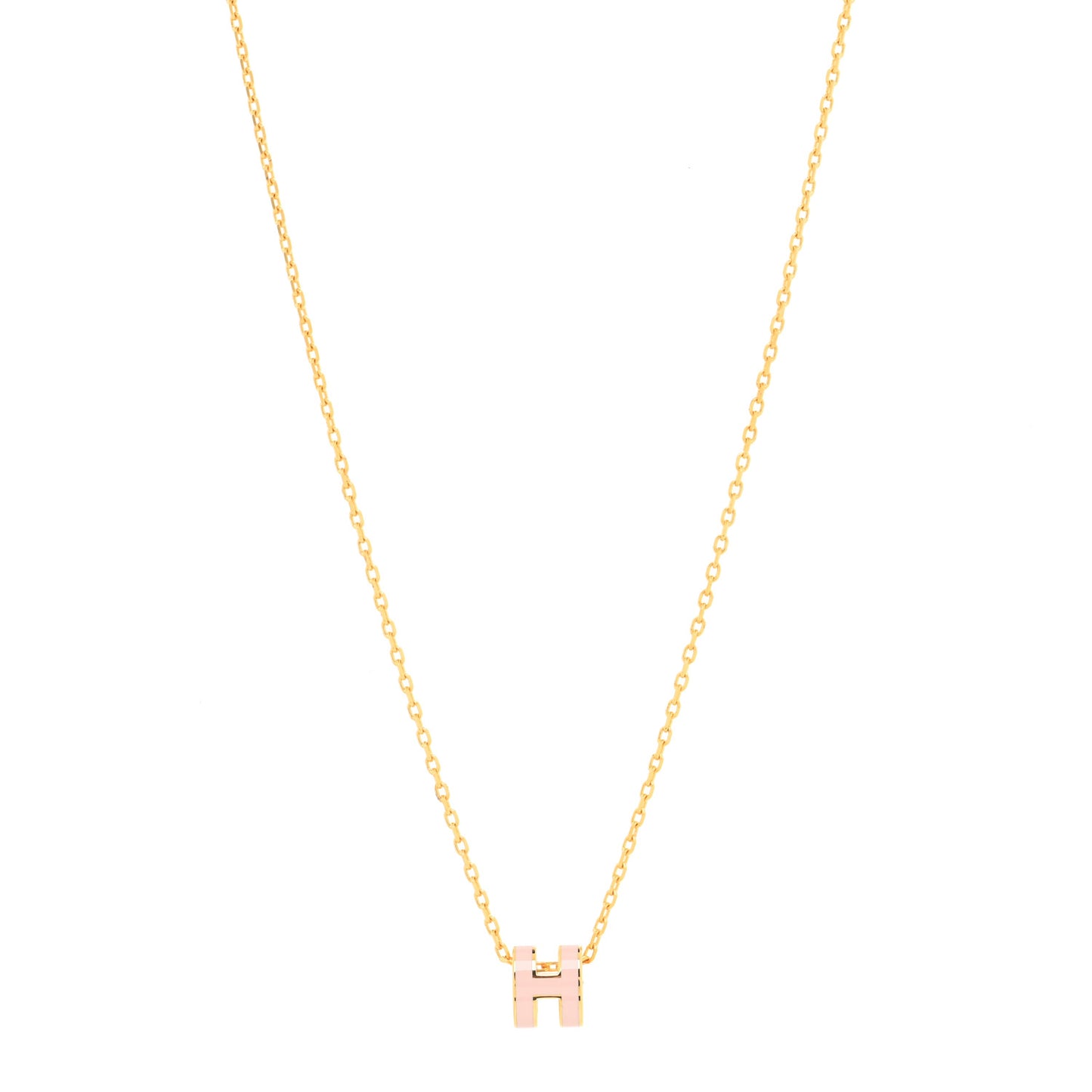 Lacquered Gold Mini Pop H Pendant Necklace Rose Dragee