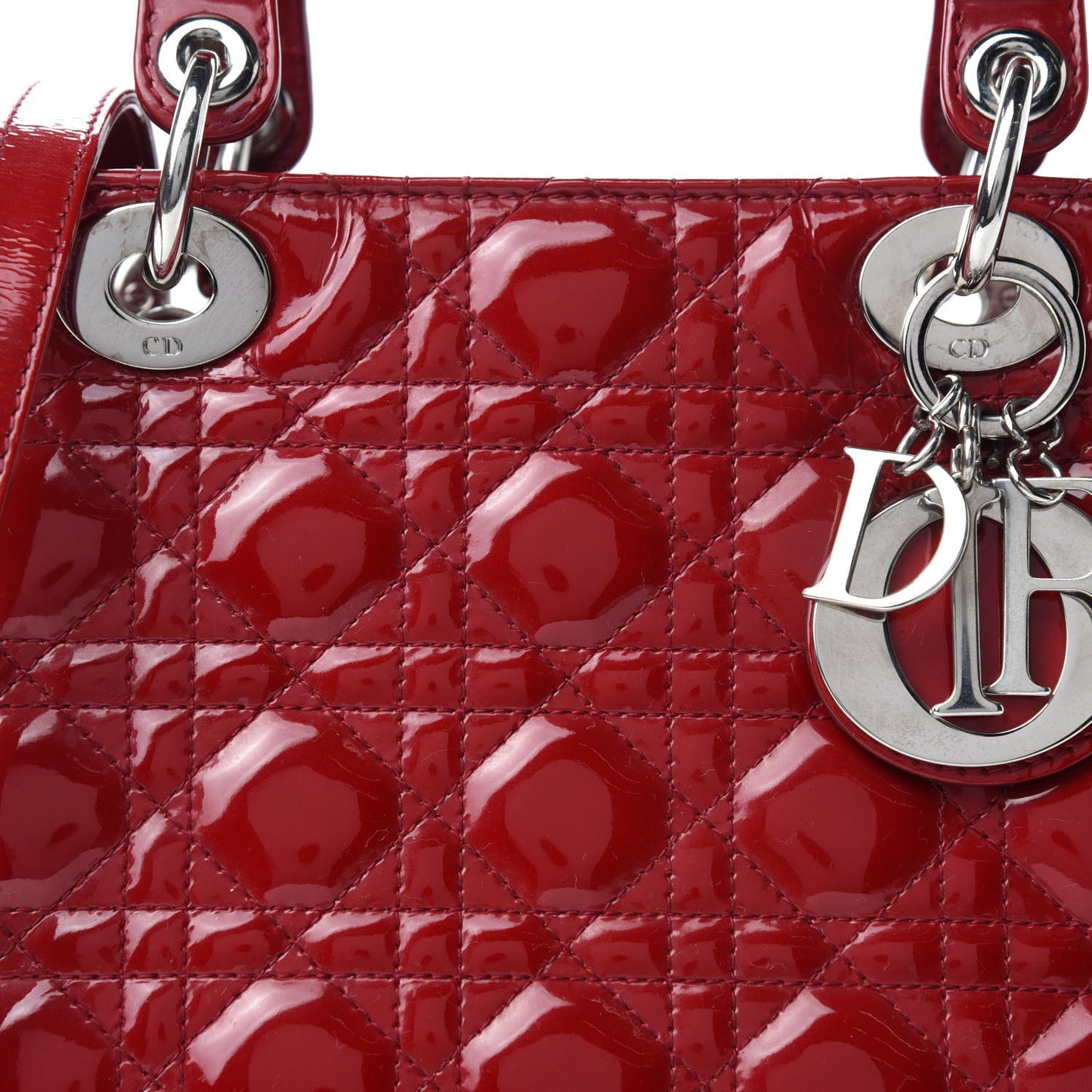 Patent Cannage Medium Lady Dior Red