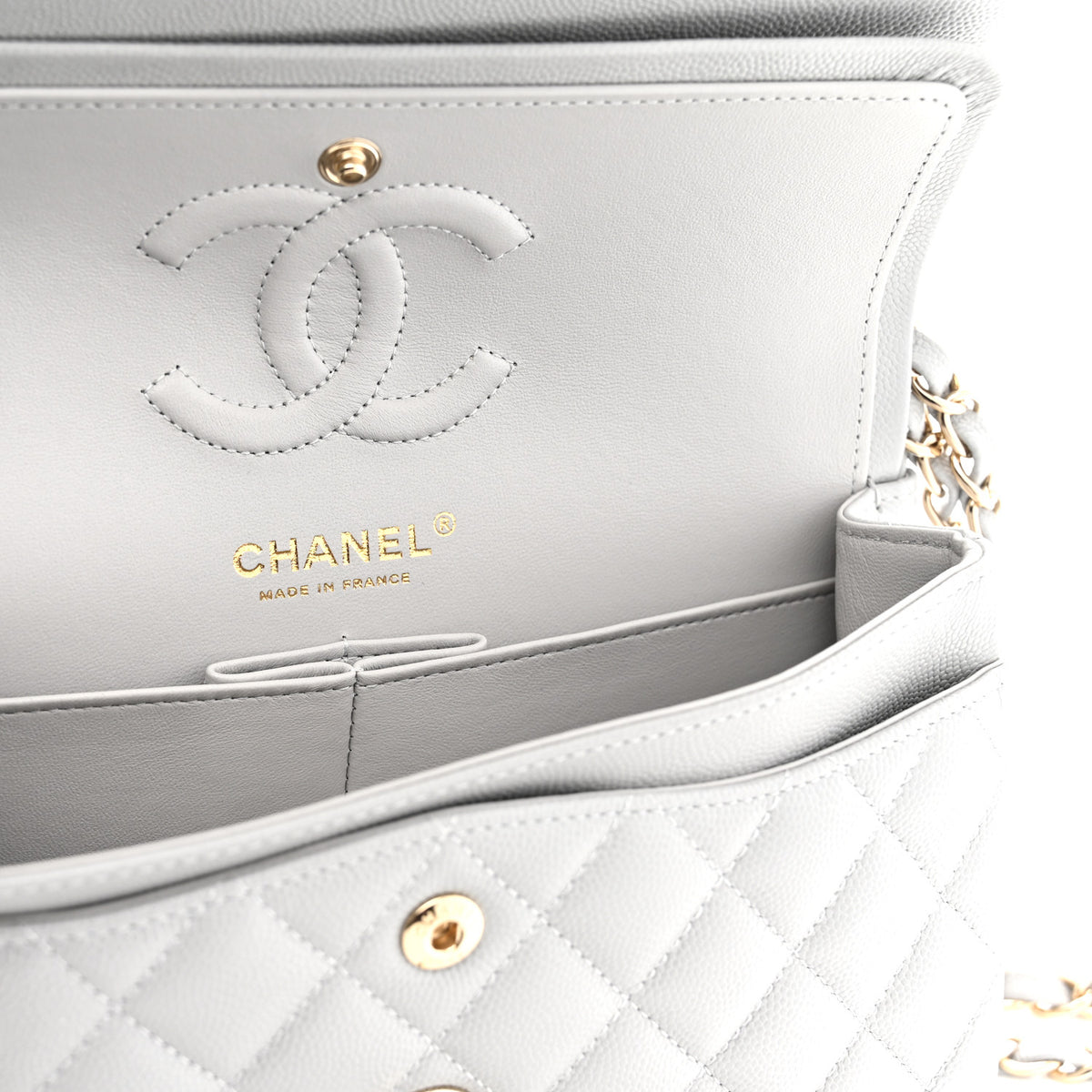 Chanel Caviar Quilted Small Double Flap Grey 6 of 10