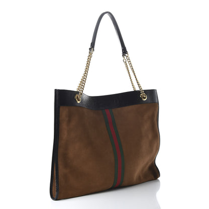 Gucci Suede Patent Large Rajah Chain Tote Nocciola Black 3 of 10