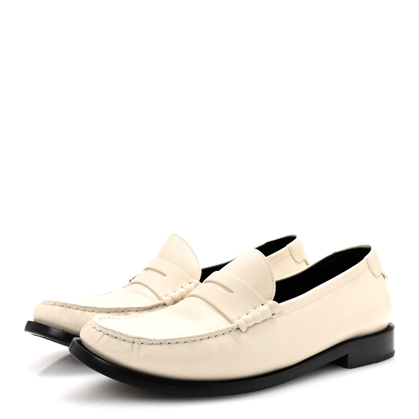 Smooth Calfskin Mens Penny Loafers 42.5 Pearl