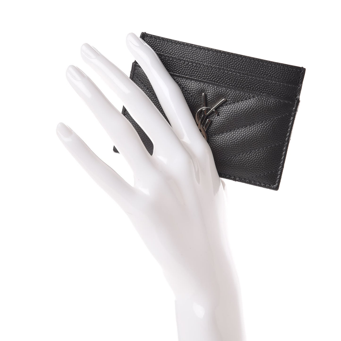 Grain De Poudre Matelasse Chevron Monogram Credit Card Case Coal