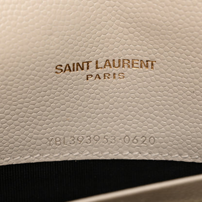 Saint Laurent Grain De Poudre Matelasse Chevron Monogram Envelope Chain Wallet Crema Soft 6 of 13