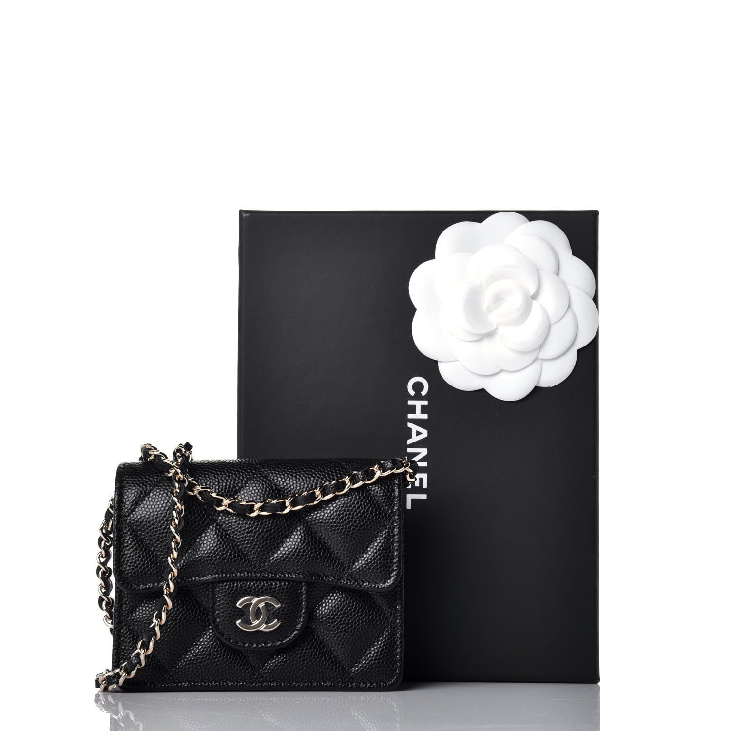 Chanel Caviar Quilted Flap Card Holder On Chain Black 9 of 9