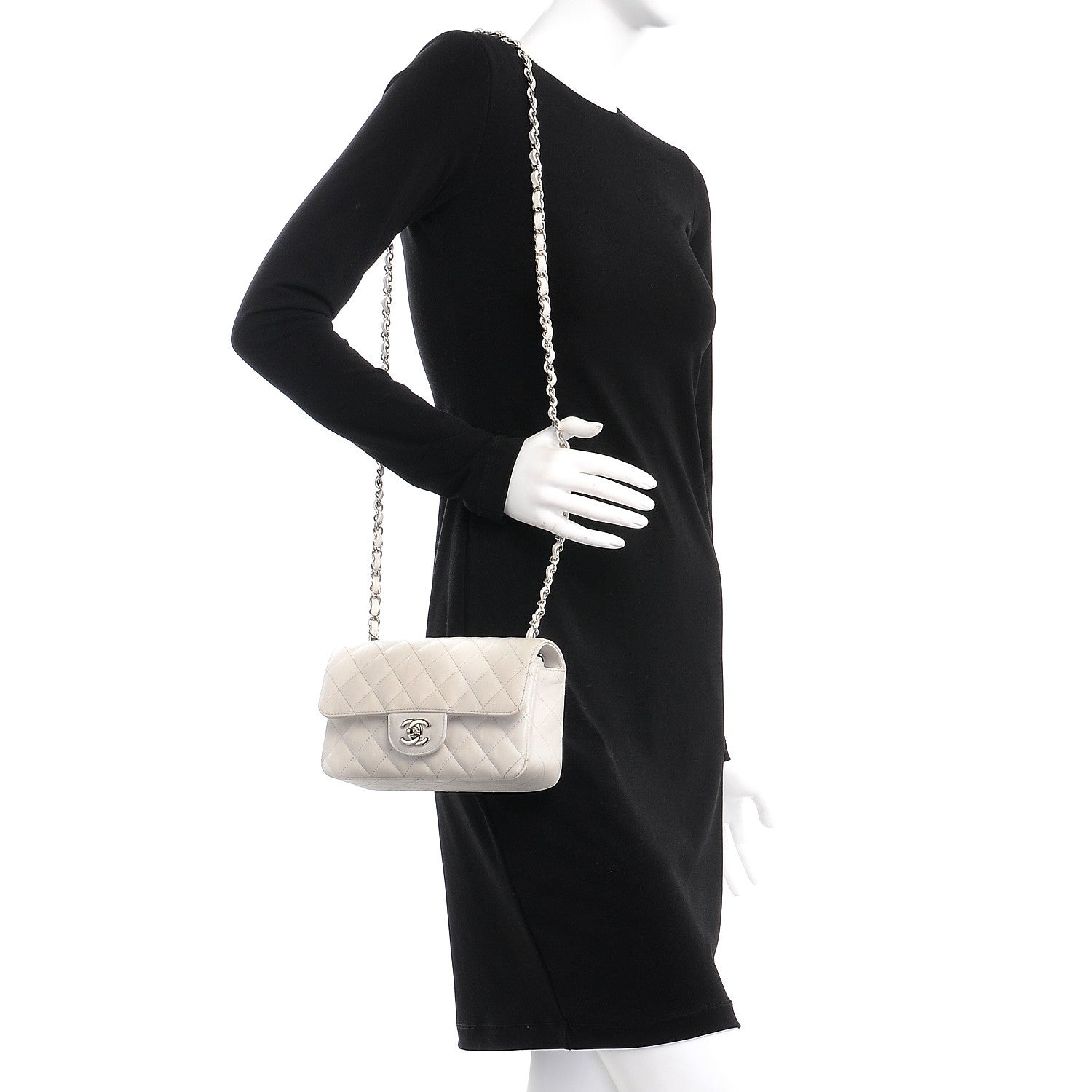 Chanel Calfskin Quilted Mini Rectangular Flap White 2 of 7