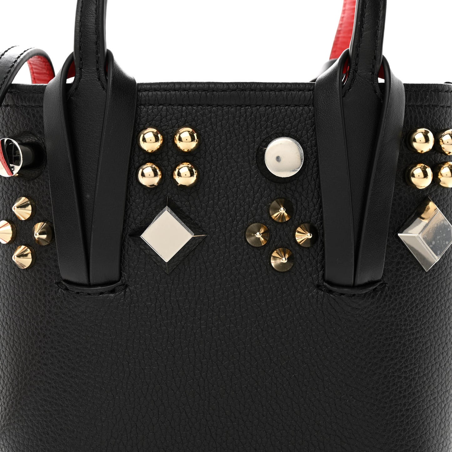 Calfskin Empire Spike Studded Mini North South Cabata Tote Black