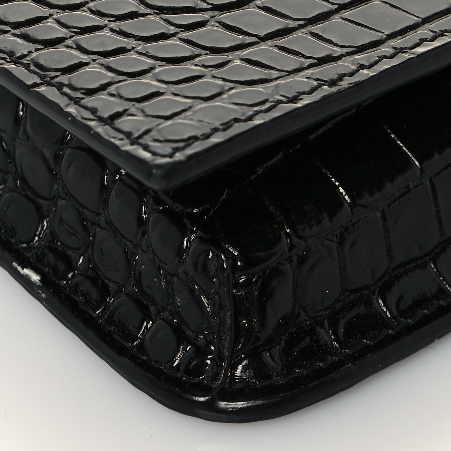 Saint Laurent Crocodile Embossed Monogram Phone Holder Crossbody Black 8 of 14
