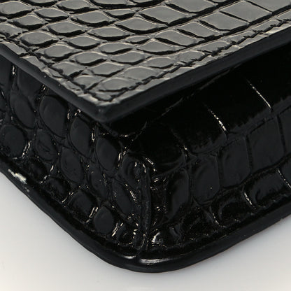 Saint Laurent Crocodile Embossed Monogram Phone Holder Crossbody Black 8 of 14