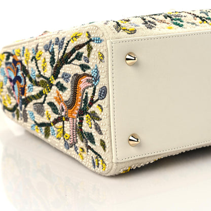 Christian Dior Calfskin Embroidered Medium Lady Dior White Multicolor 8 of 12