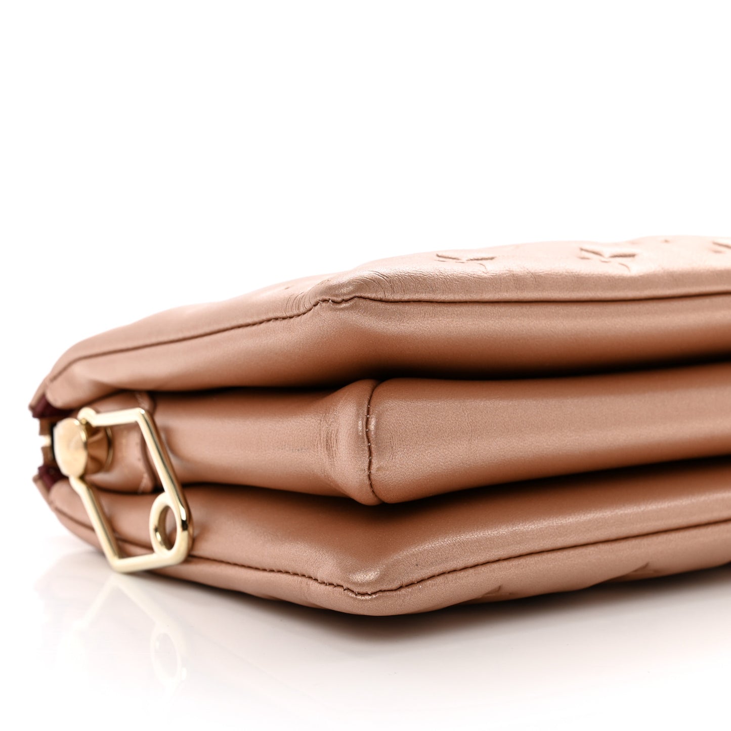 Metallic Lambskin Embossed Monogram Coussin BB Pink Gold