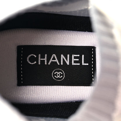 Chanel Fabric Suede Calfskin Stretch CC Sneakers 38 White Grey 6 of 7