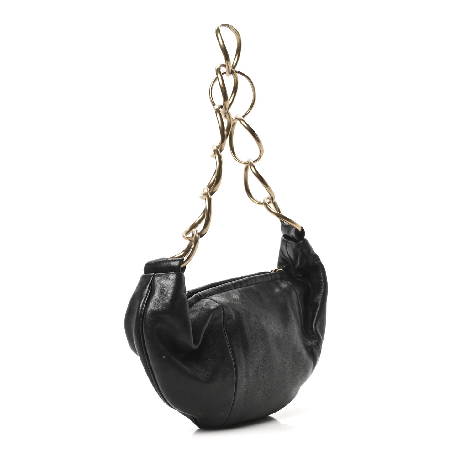 Lambskin Small Chain Hobo Black