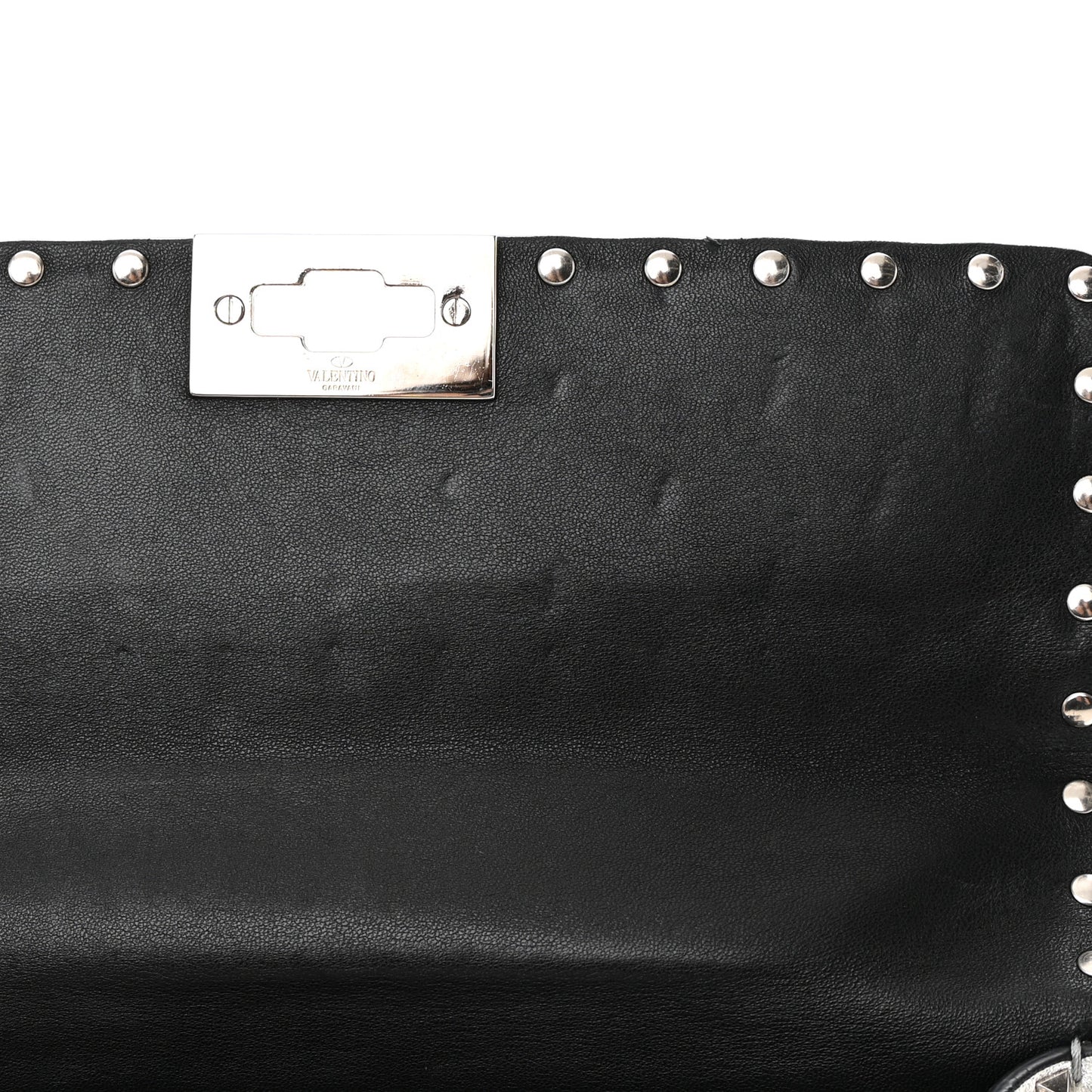 Metallic Nappa Medium Rockstud Spike Shoulder Bag Silver