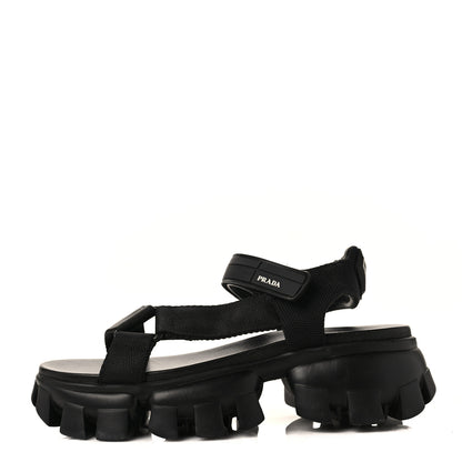 Prada Rubber Nylon Velcro Womens Cloudbust Thunder 50mm Sandals 38.5 Black 1 of 9