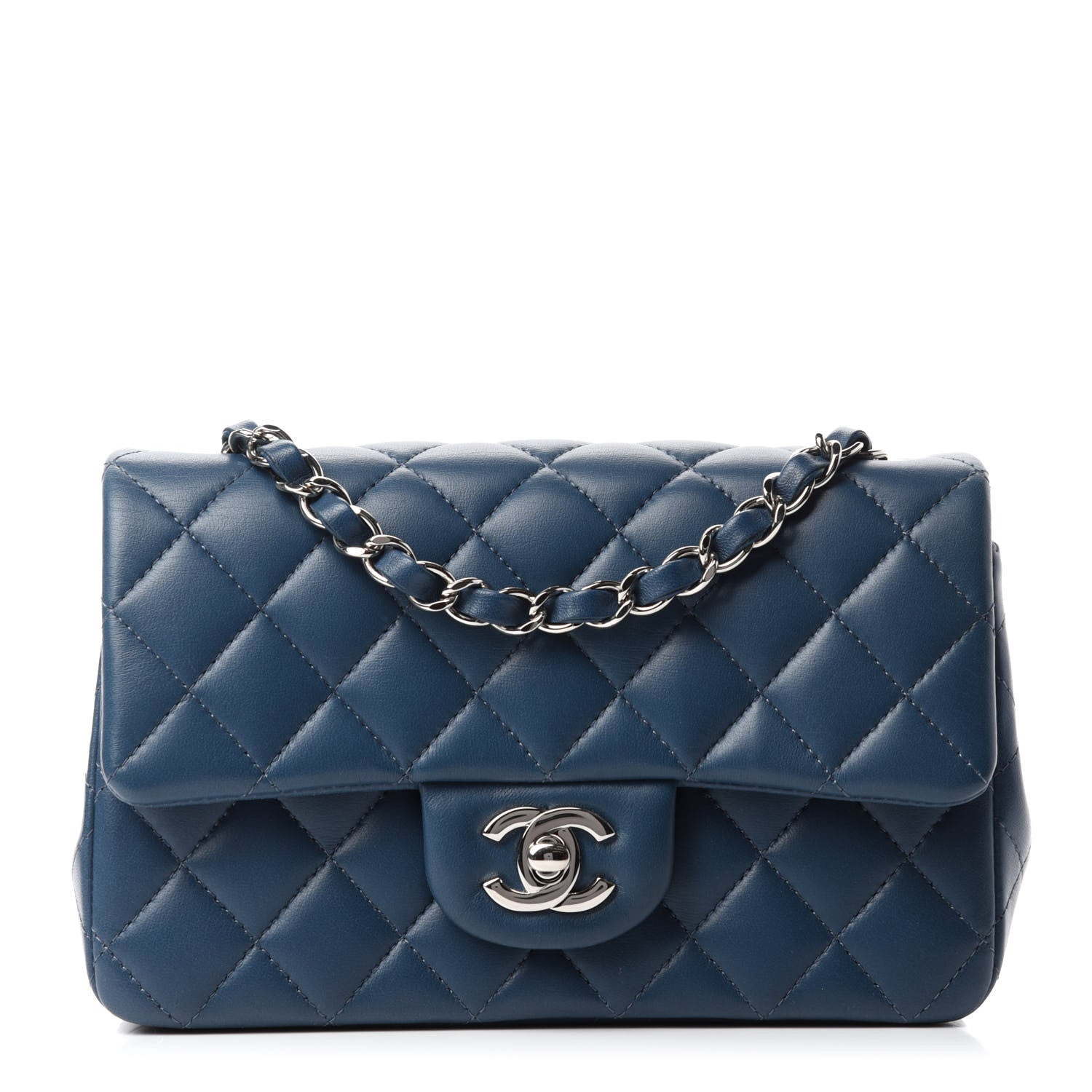Chanel Lambskin Quilted Mini Rectangular Flap Dark Blue 1 of 12