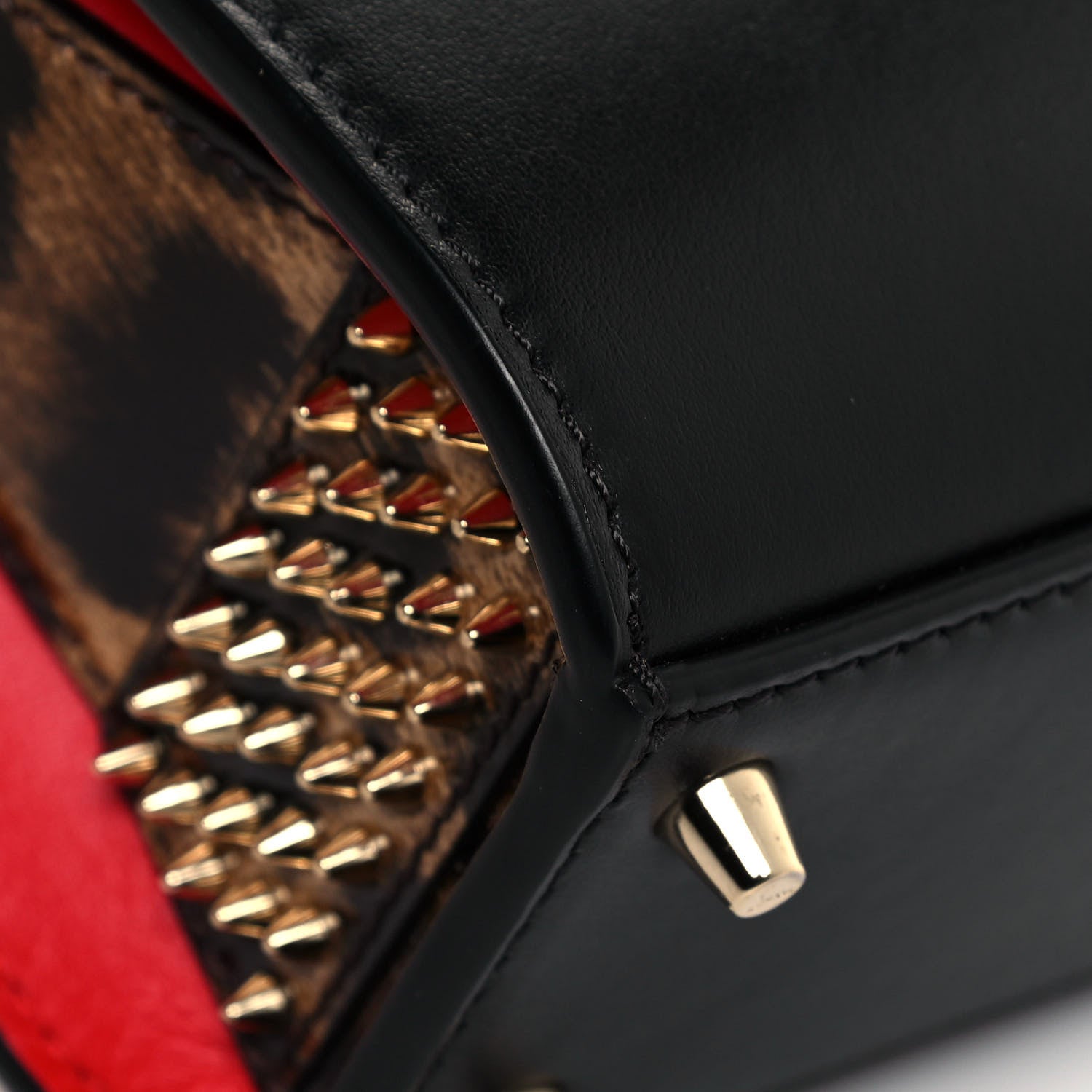 Christian Louboutin Calfskin Patent Leopard Studded Nano Paloma Black 8 of 17