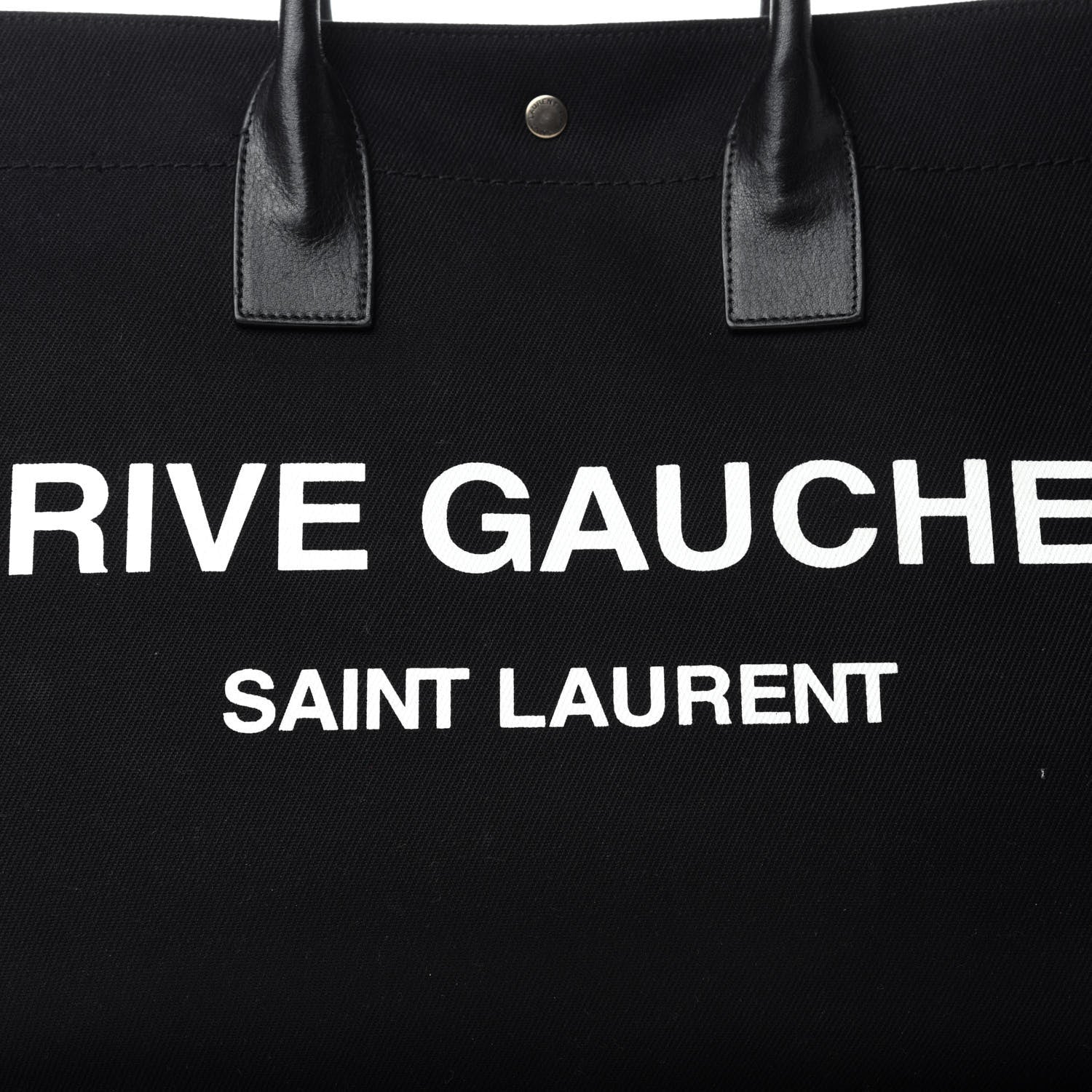 Saint Laurent Linen Calfskin Rive Gauche Tote Black 10 of 10