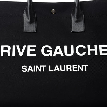 Saint Laurent Linen Calfskin Rive Gauche Tote Black 10 of 10
